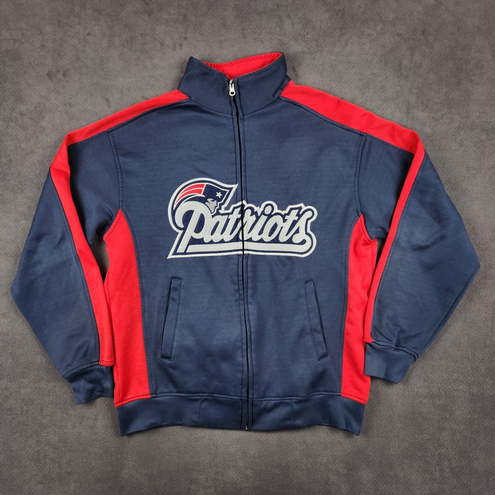 New England Patriots Track Jacket Mens MT Blue Red Full Zip Embroidered